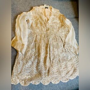 Agha noor full front back worked size large dull gold